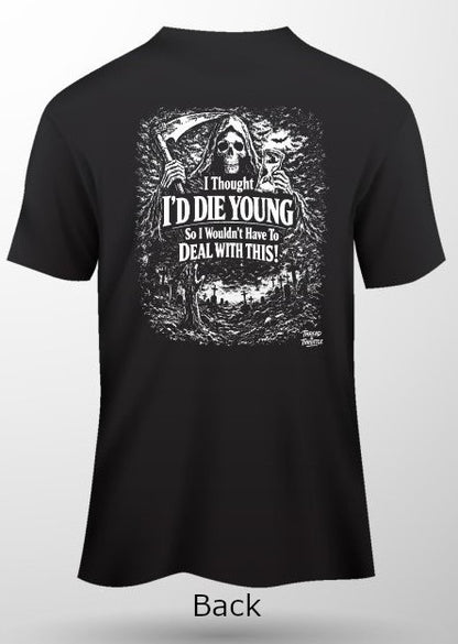 Die Young-Back Print Short Sleeve T-Shirt