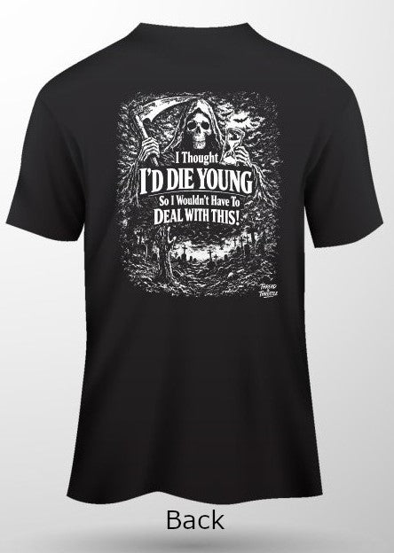 Die Young-Back Print Short Sleeve T-Shirt